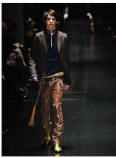 A/W2005 Dior by Hedi Slimane runway gold glitter leather pants