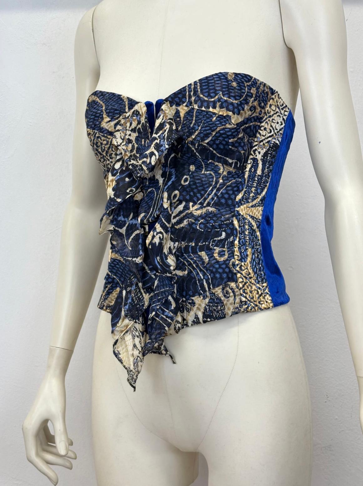 Gray A/W2005 Roberto Cavalli paisley silk corset bustier in vendita