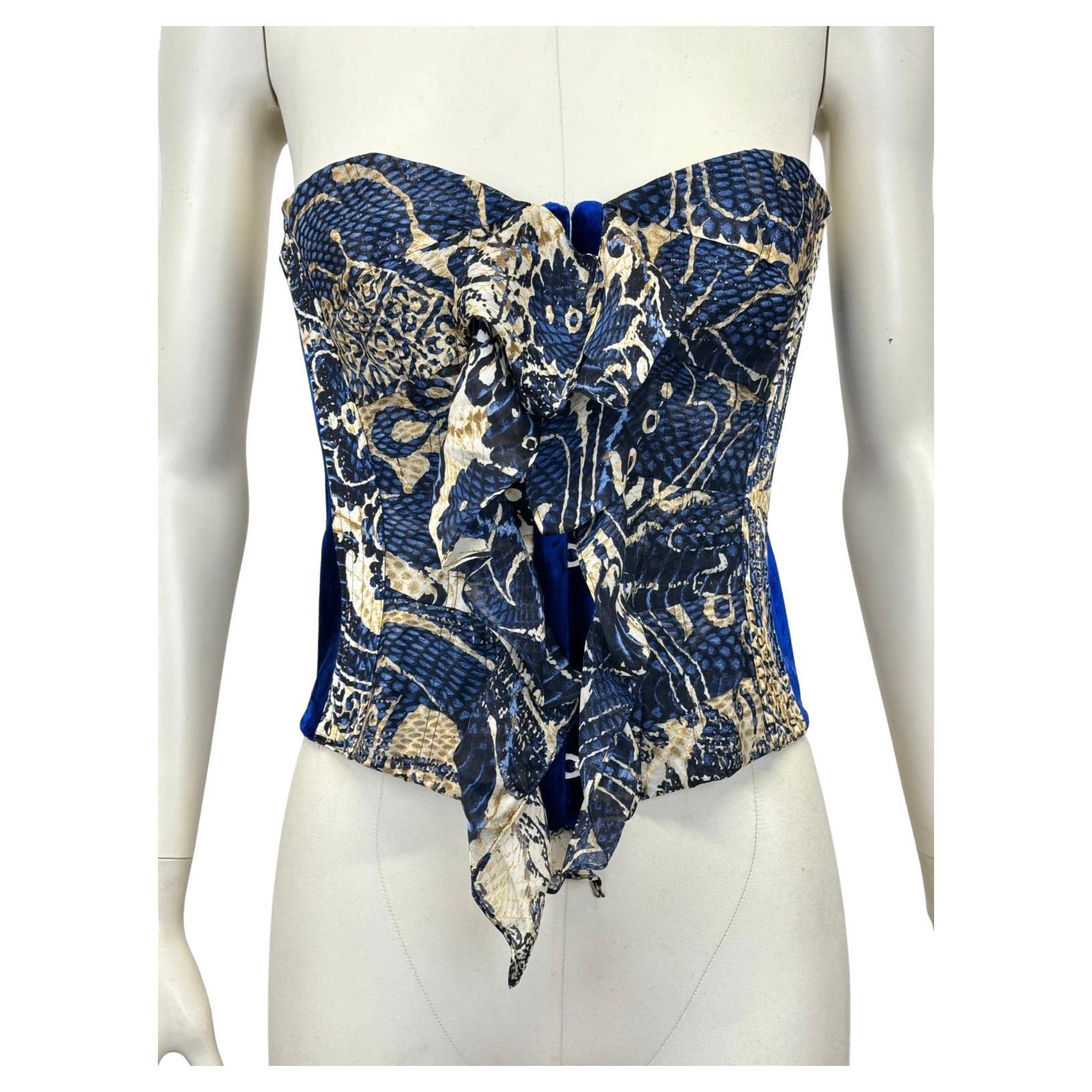A/W2005 Roberto Cavalli paisley silk corset bustier in vendita