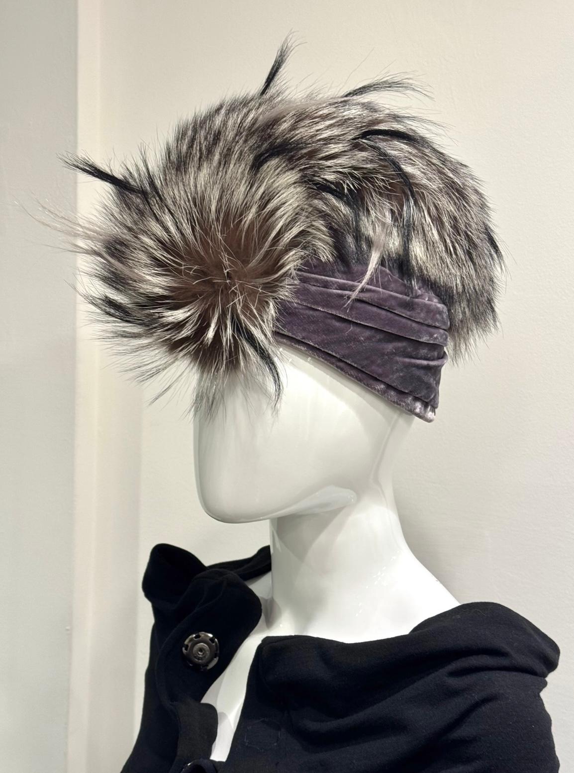 Black A/W2007 Christian Dior by John Galliano runway Mohawk fox fur hat - NEW in vendita