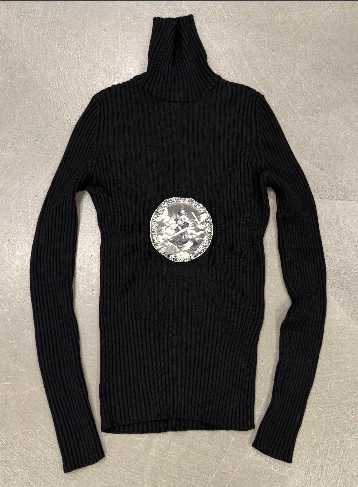 A/W2007 Jean Paul Gaultier medallion print corduroy turtleneck For