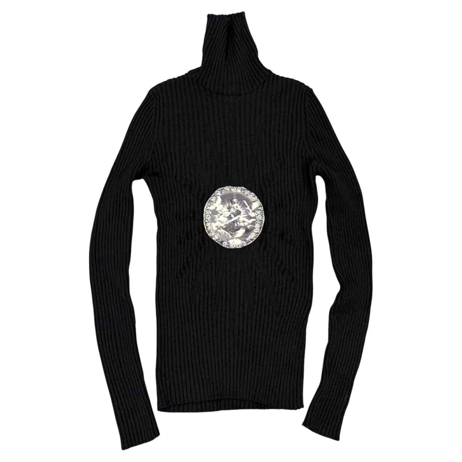 A/W2007 Jean Paul Gaultier medallion print corduroy turtleneck