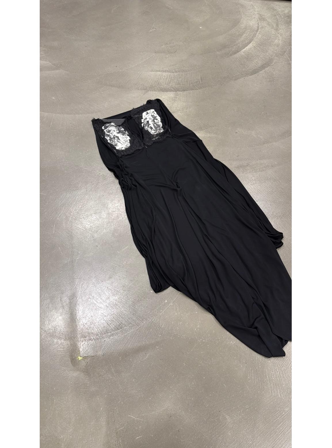 Black A/W2007 Jean Paul Gaultier défilé peinture robe longue déconstruite en vente