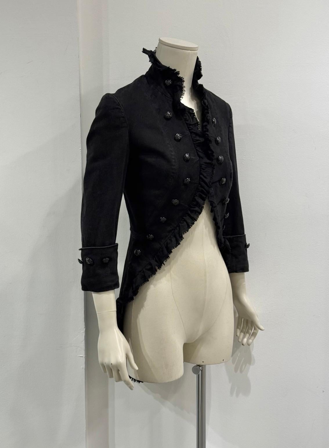 Black A/W2008 Alexander McQueen pirate military napoleon jacket For Sale