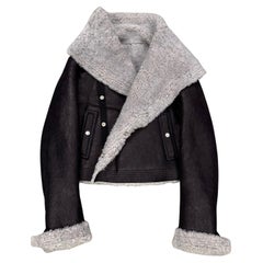 A/W2022 Rick Owens "Strobe" Cazadora biker de piel de oveja trucker