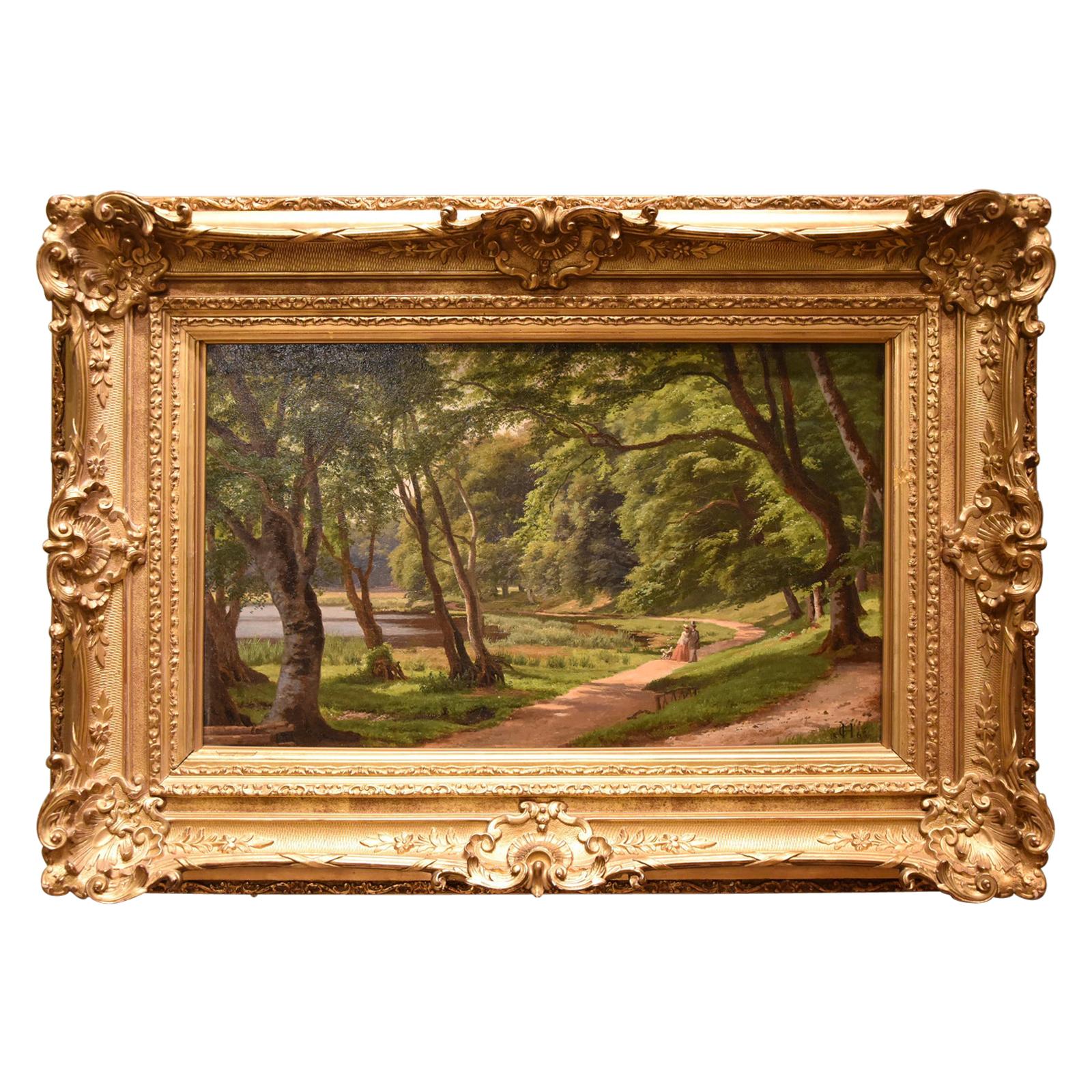 "A Walk in the Park" Oil Painting by Carsten Henriksen For Sale