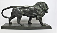 "A Walking Lion" Bronze Sculpture by Antoine Louis Barye