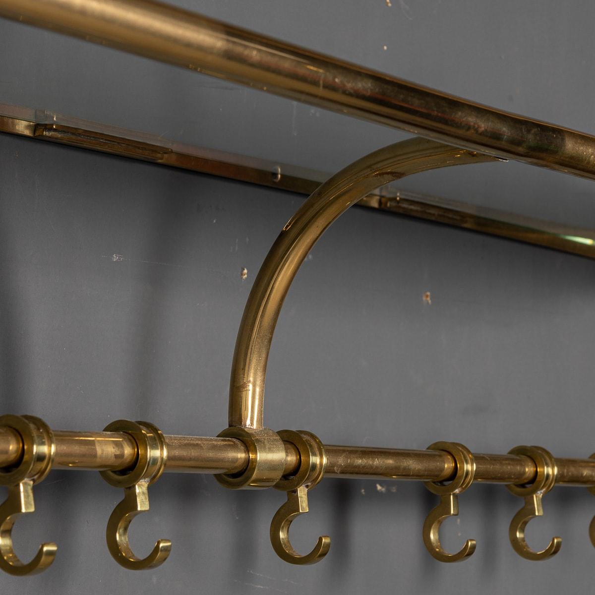 A Wall Mounted Brass Coat & Hat Rack For Sale 6