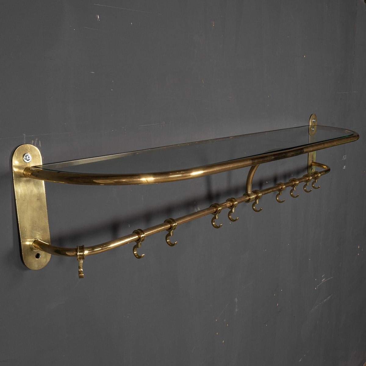 20th Century A Wall Mounted Brass Coat & Hat Rack For Sale