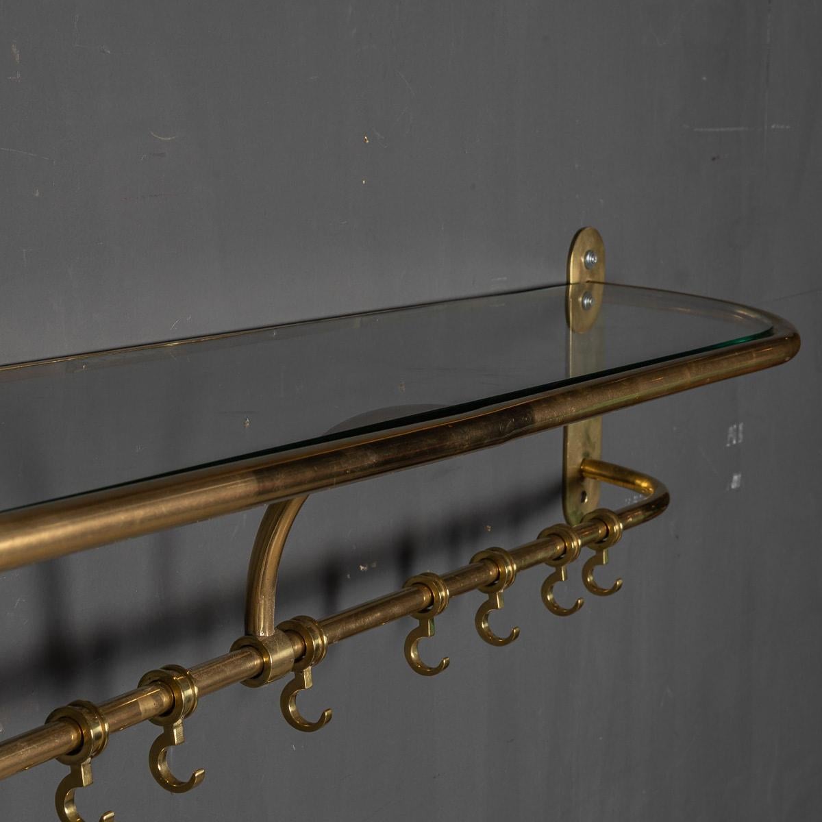 A Wall Mounted Brass Coat & Hat Rack For Sale 1