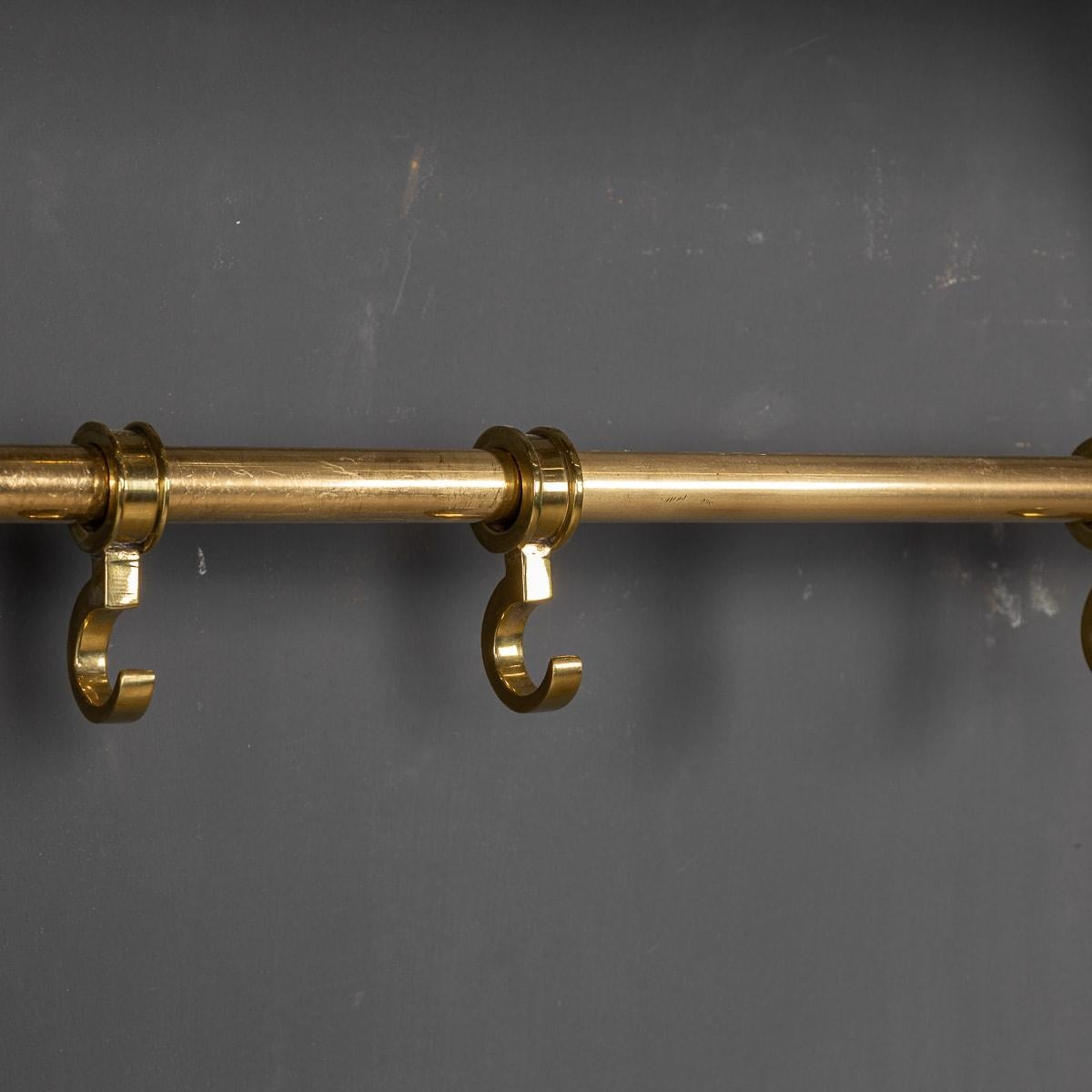 A Wall Mounted Brass Coat & Hat Rack For Sale 4