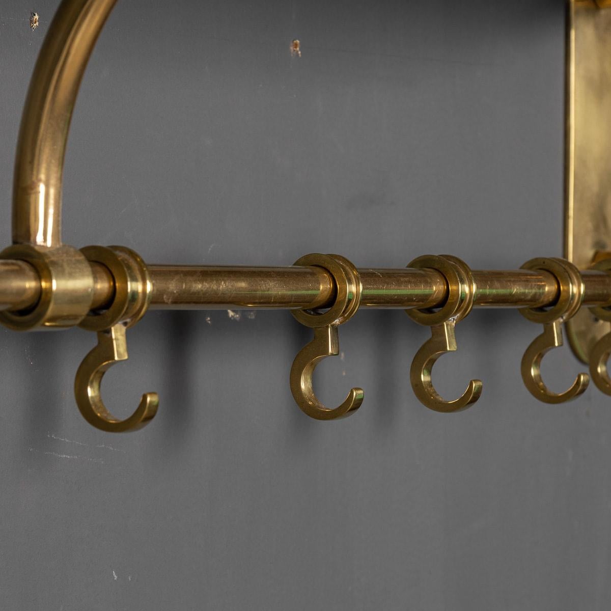 A Wall Mounted Brass Coat & Hat Rack For Sale 5