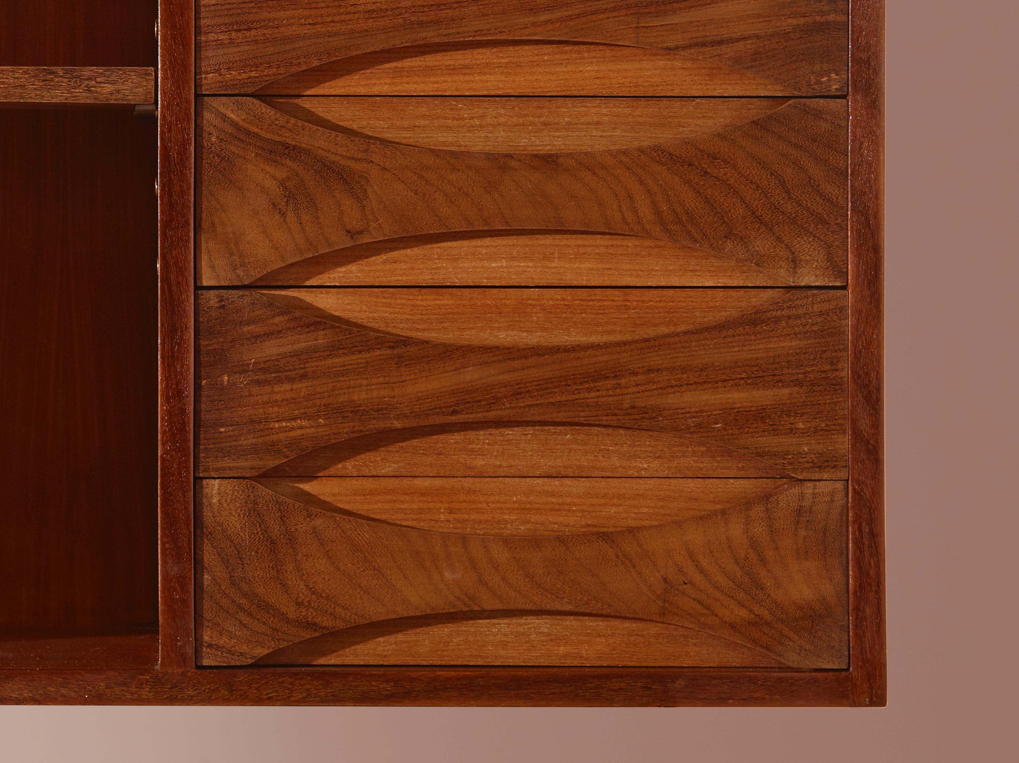 Mid-20th Century Wall Mounted Module Whit Carved Drawers by Citi, Chiavari, Italy, 1960s