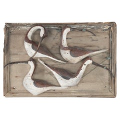 A Wall-mounted Sculpture of Four Sandpipers, Carved, Painted by Guy Taplin