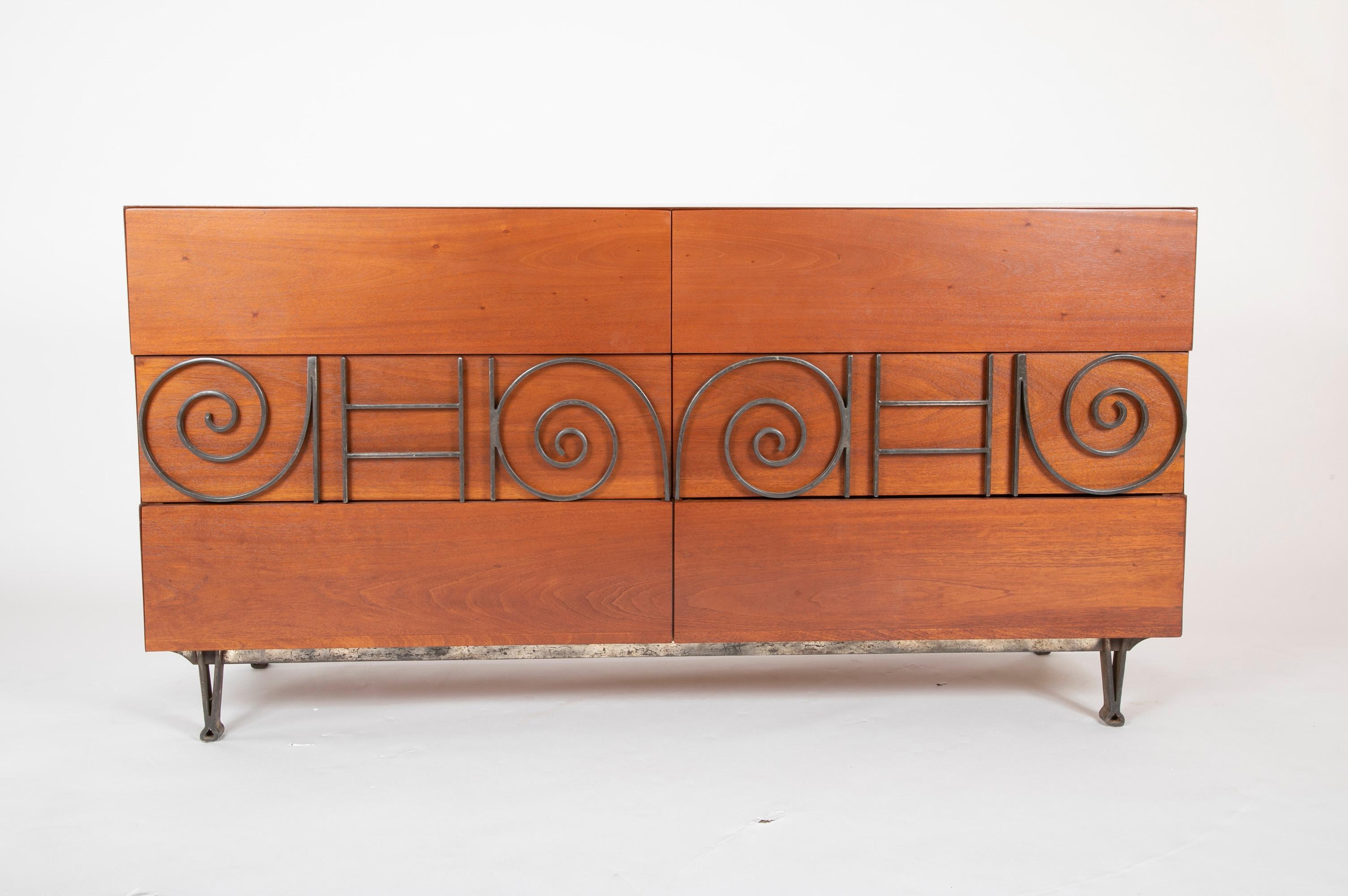 Walnut and Brass Credenza Designed by Edmund Spence, circa 1955 In Good Condition In Stamford, CT