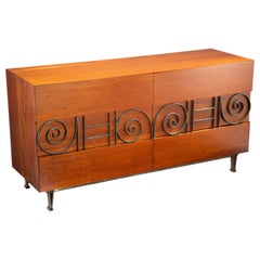 Walnut and Brass Credenza Designed by Edmund Spence, circa 1955