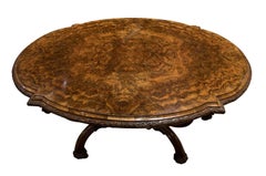Walnut and Burrwalnut  Centre Table with Carving, circa 1860
