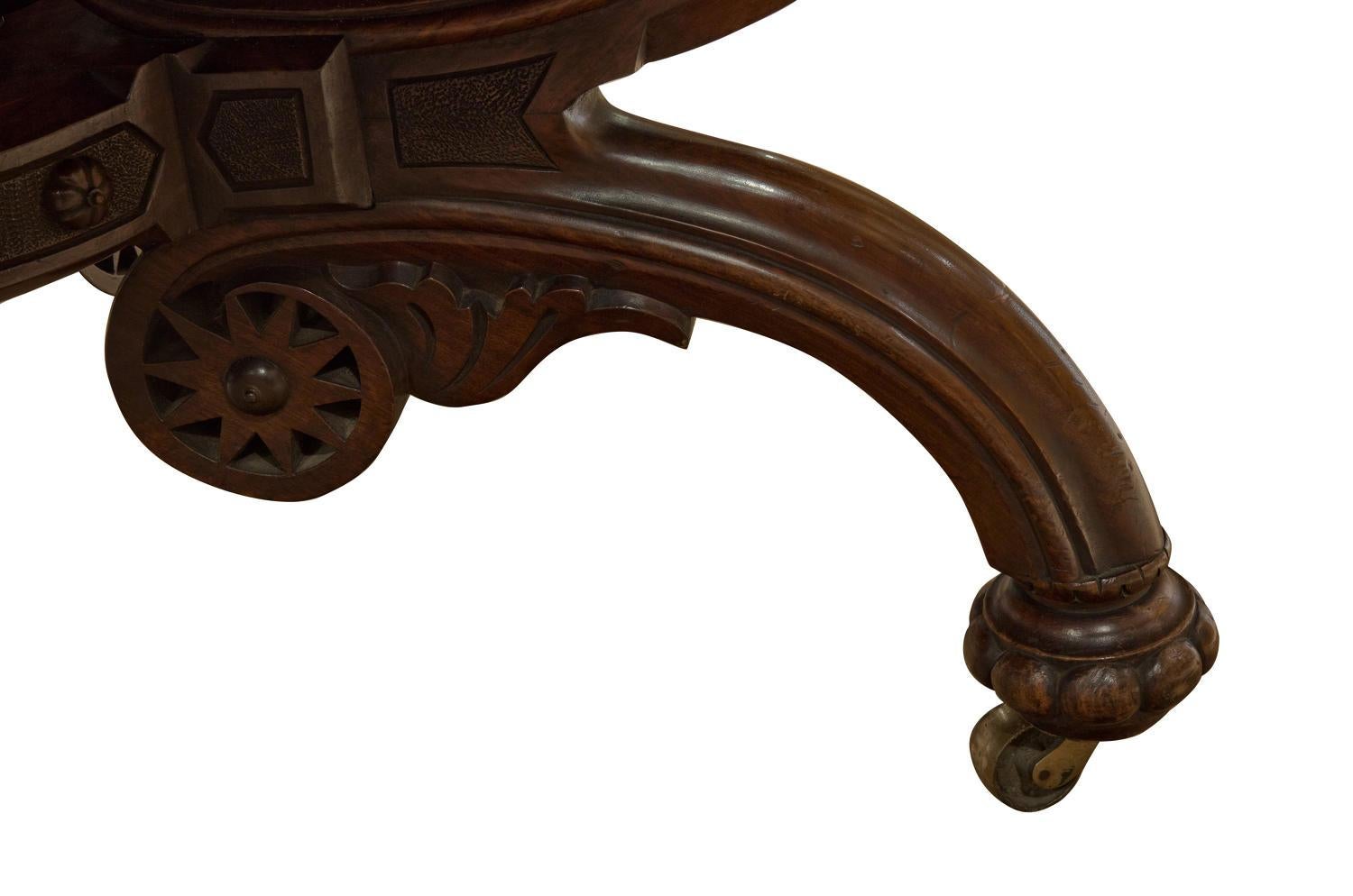 Walnut and Burrwalnut  Centre Table with Carving, circa 1860 For Sale 1