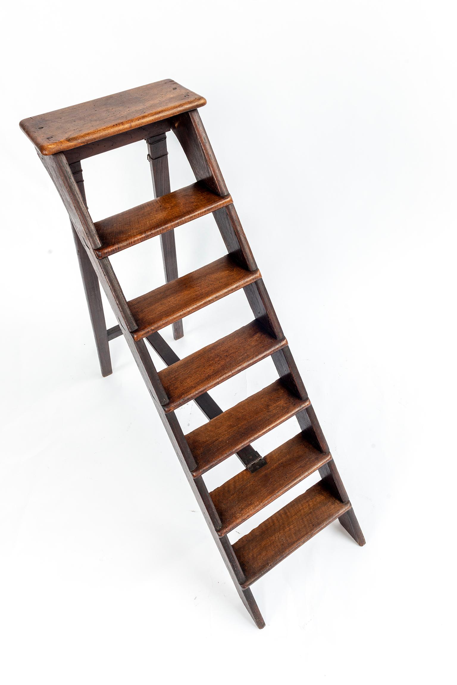 European Walnut and Chestnut Library Step Ladder