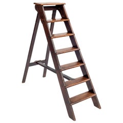 Antique Walnut and Chestnut Library Step Ladder