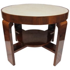 Walnut and Parchment Art Decó Table, France, 1930