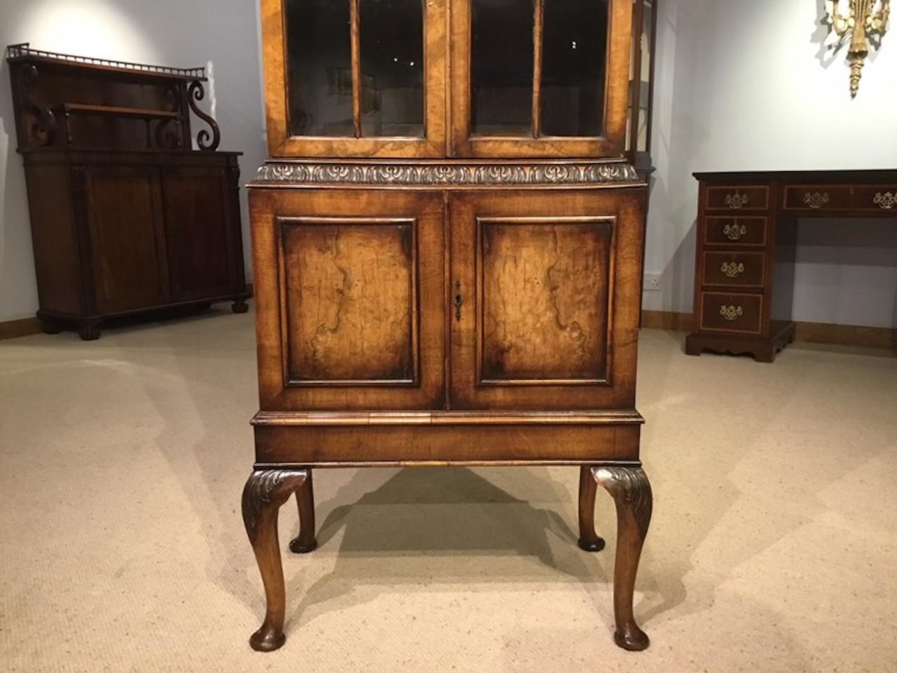 Early 20th Century Walnut George I Style Bookcase by Maple & Co