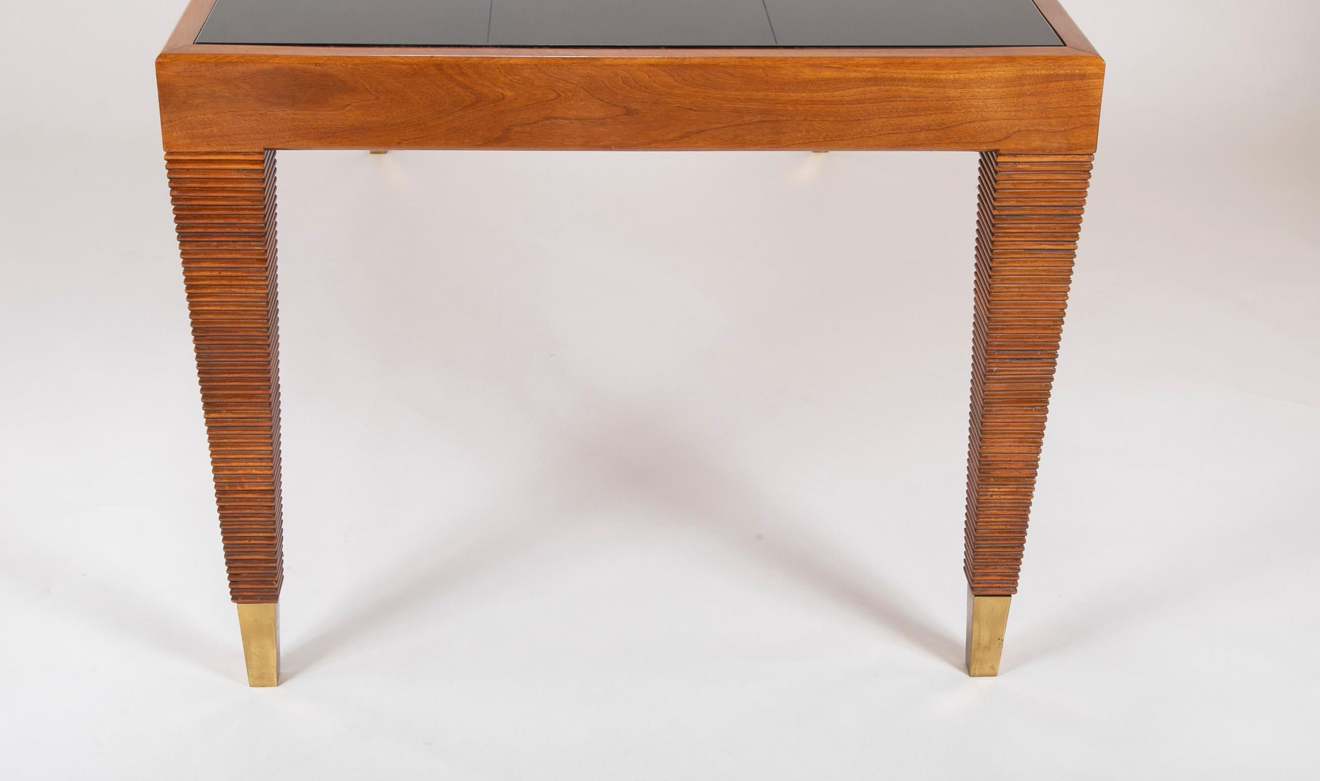 Walnut, Glass, and Brass Console Table Designed by Gio Ponti For Sale 6