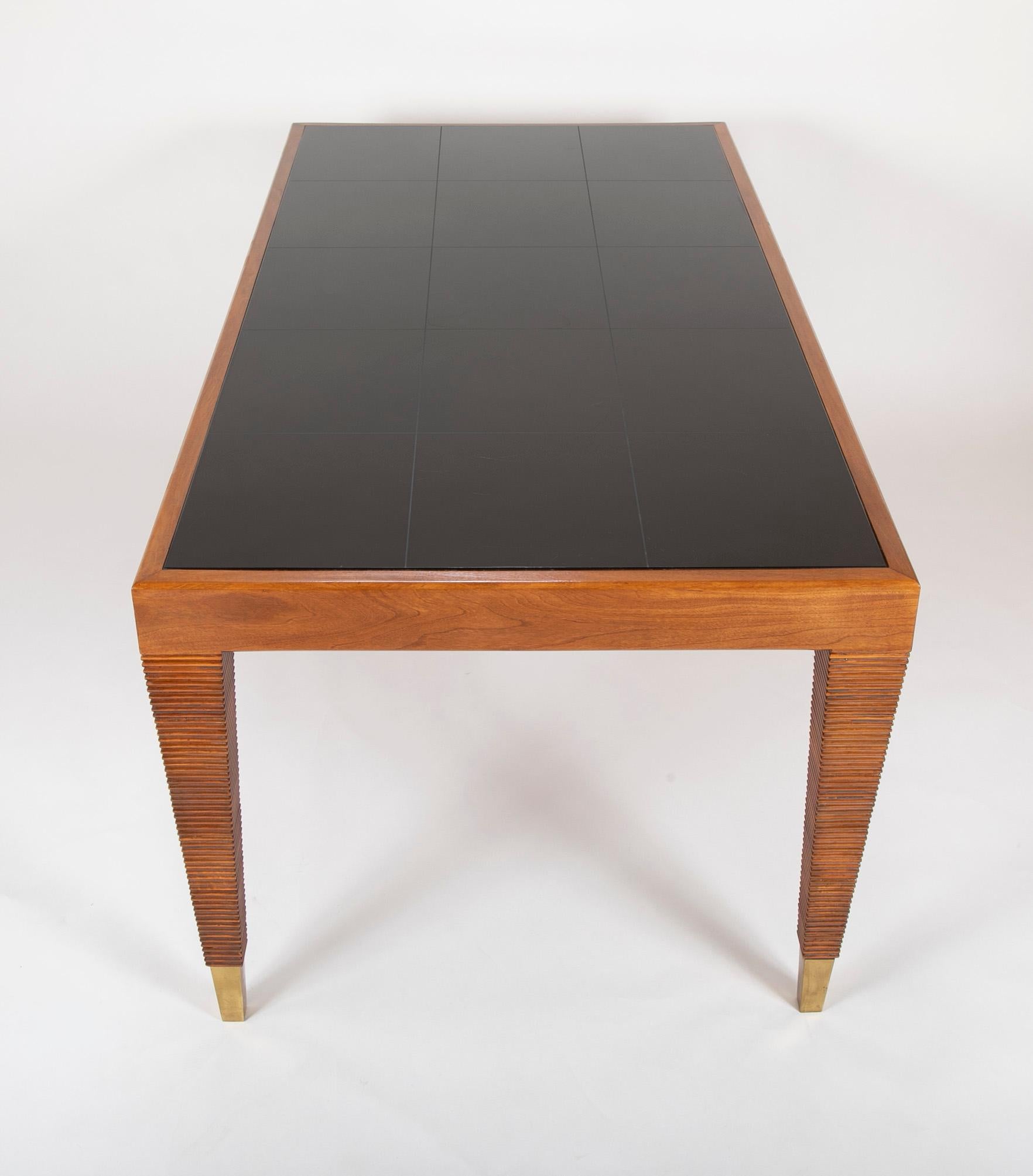 Walnut, Glass, and Brass Console Table Designed by Gio Ponti For Sale 7