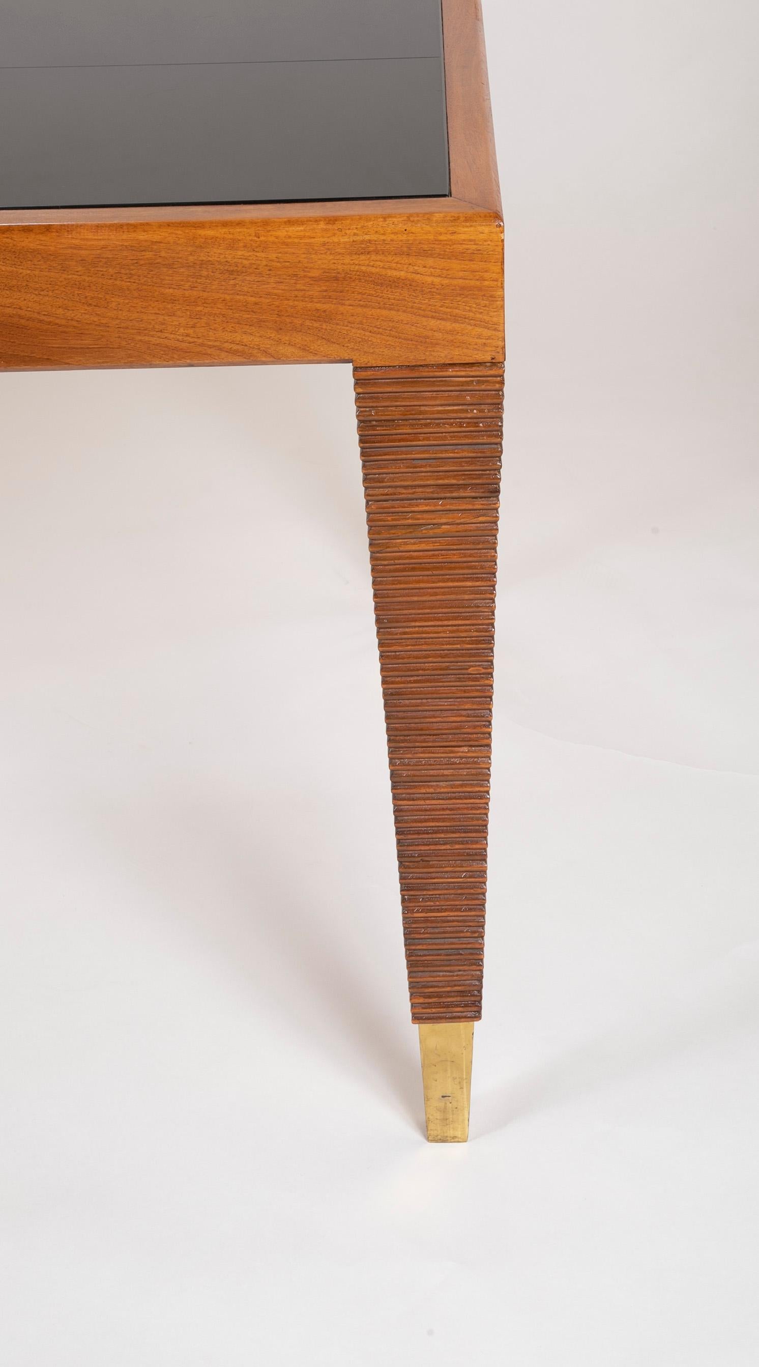 Walnut, Glass, and Brass Console Table Designed by Gio Ponti For Sale 3