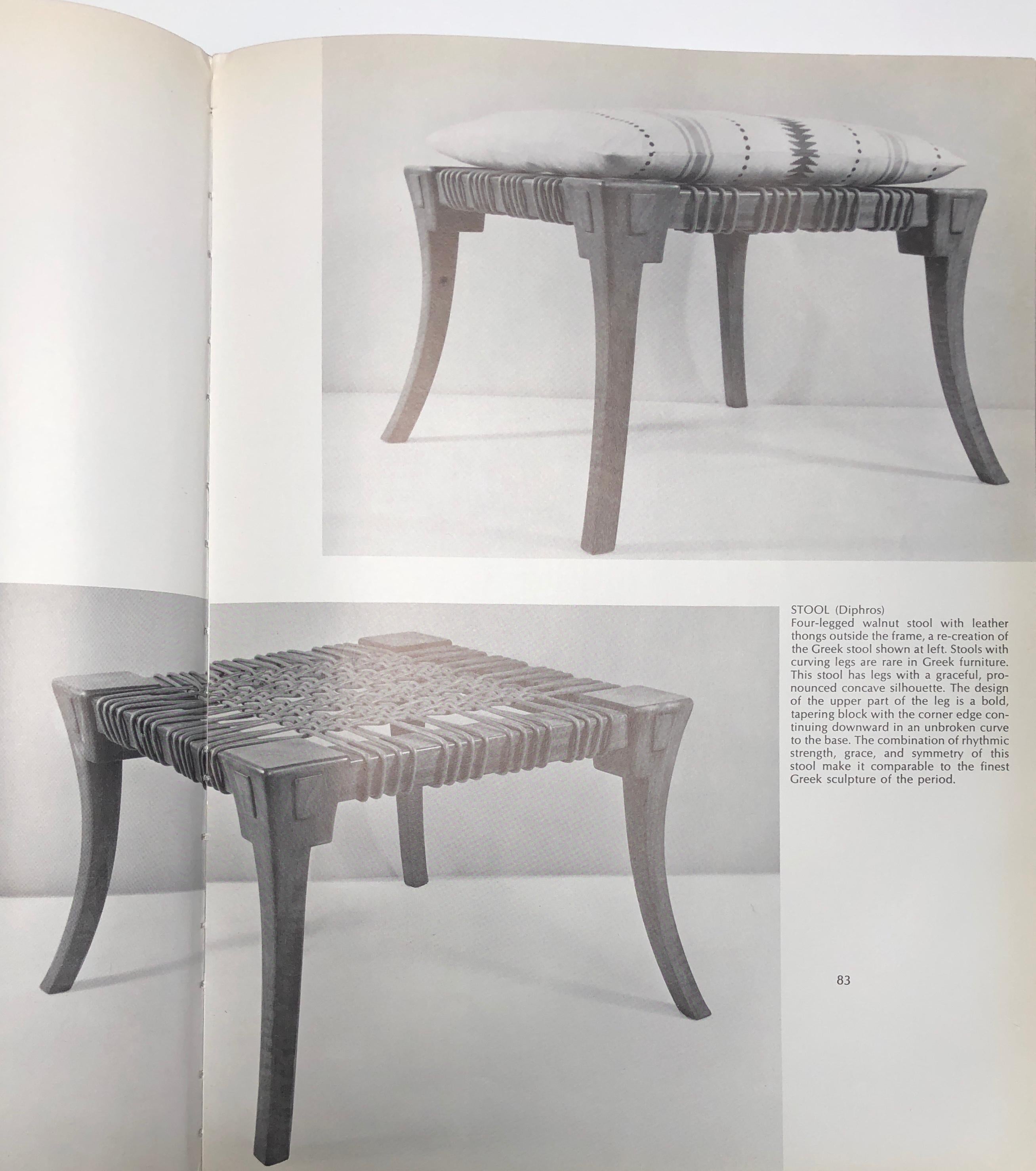 Greek Revival Walnut Klismos Stool by T.H. Robsjohn-Gibbings for Saridis of Athens