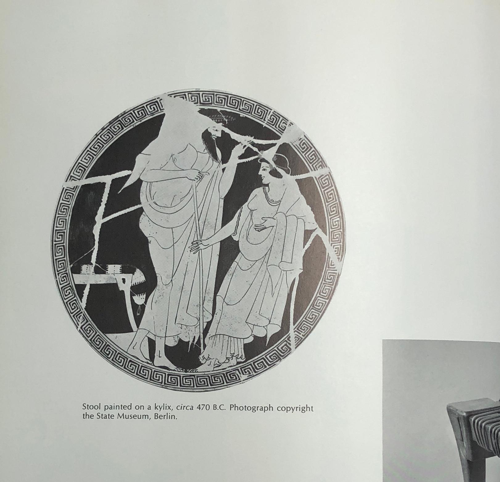 Greek Walnut Klismos Stool by T.H. Robsjohn-Gibbings for Saridis of Athens