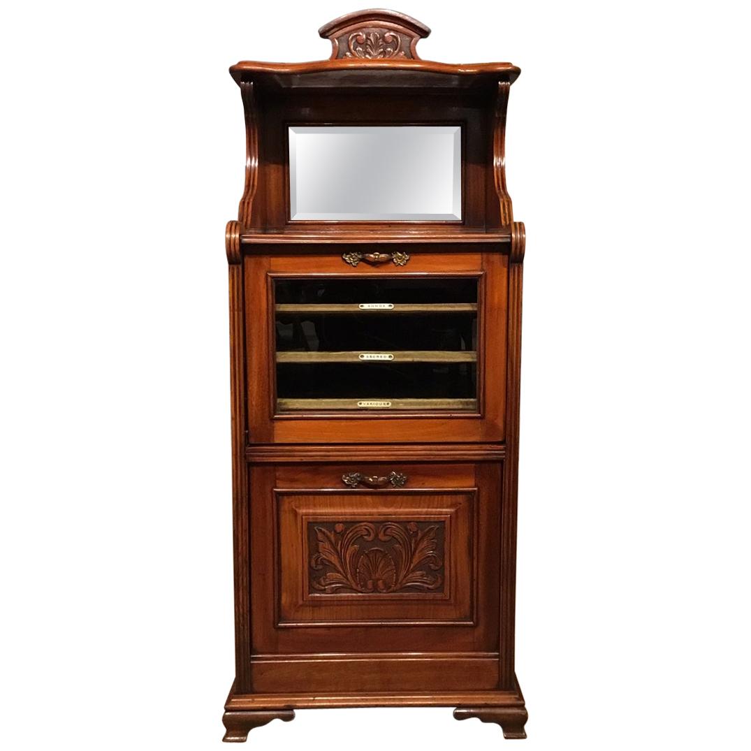 Walnut Late Victorian Period Music Cabinet