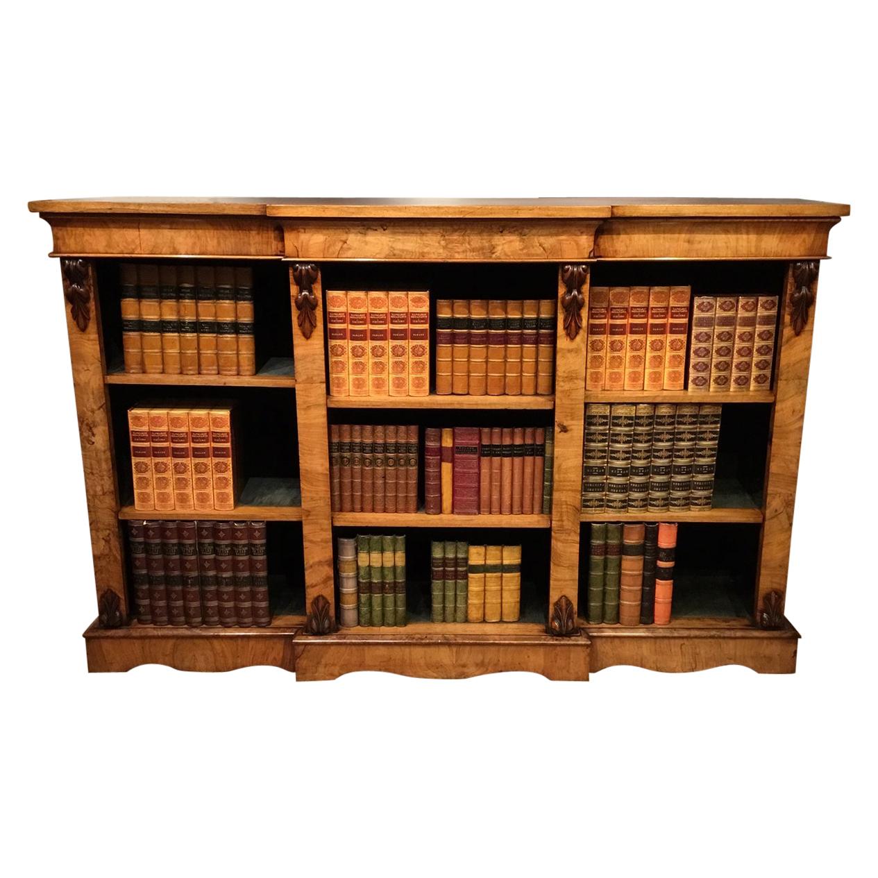 Walnut Mid-Victorian Period Open Bookcase