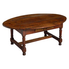 Antique Walnut Oval Low Table or Coffee Brown Table