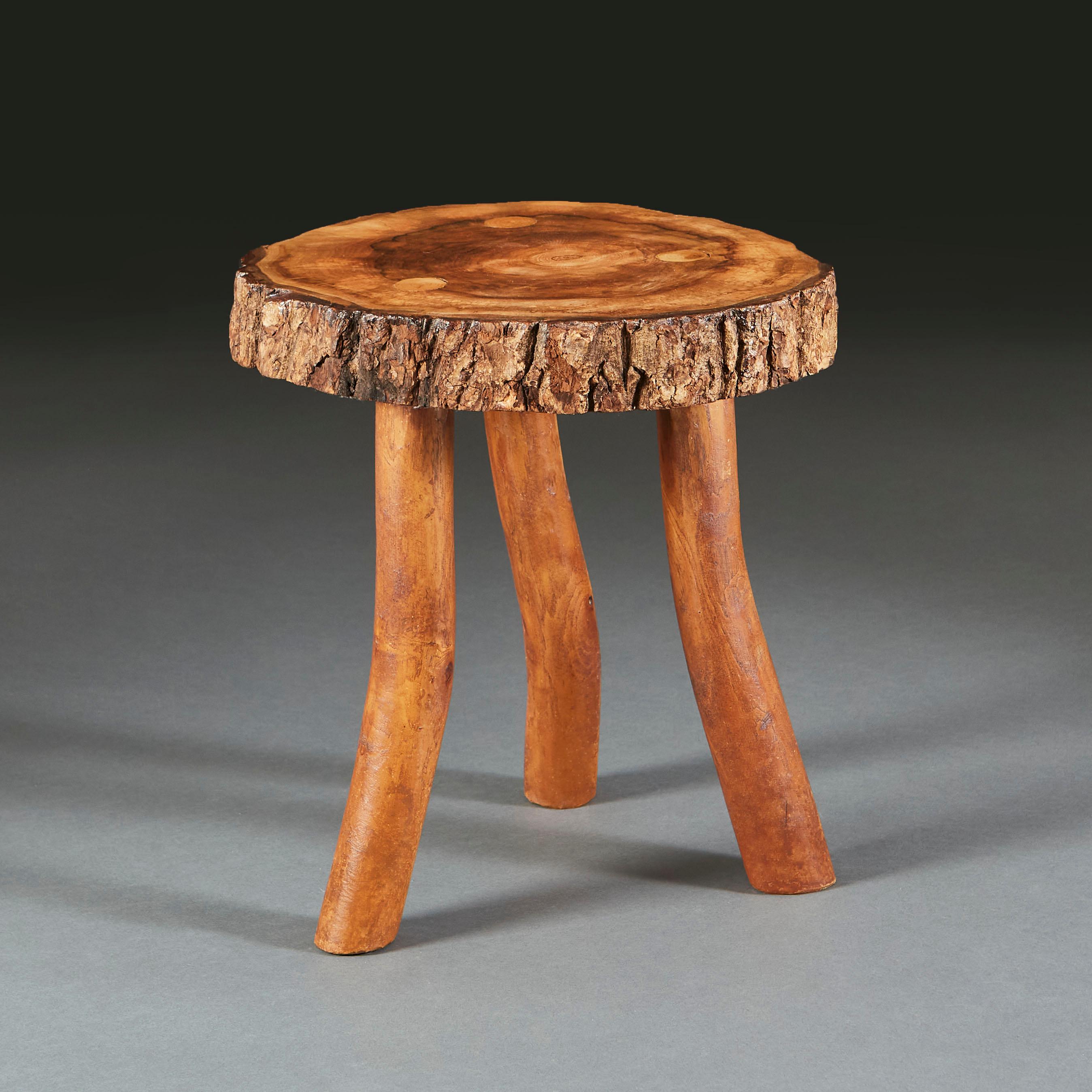 English Walnut Root Wood Tripod Table For Sale
