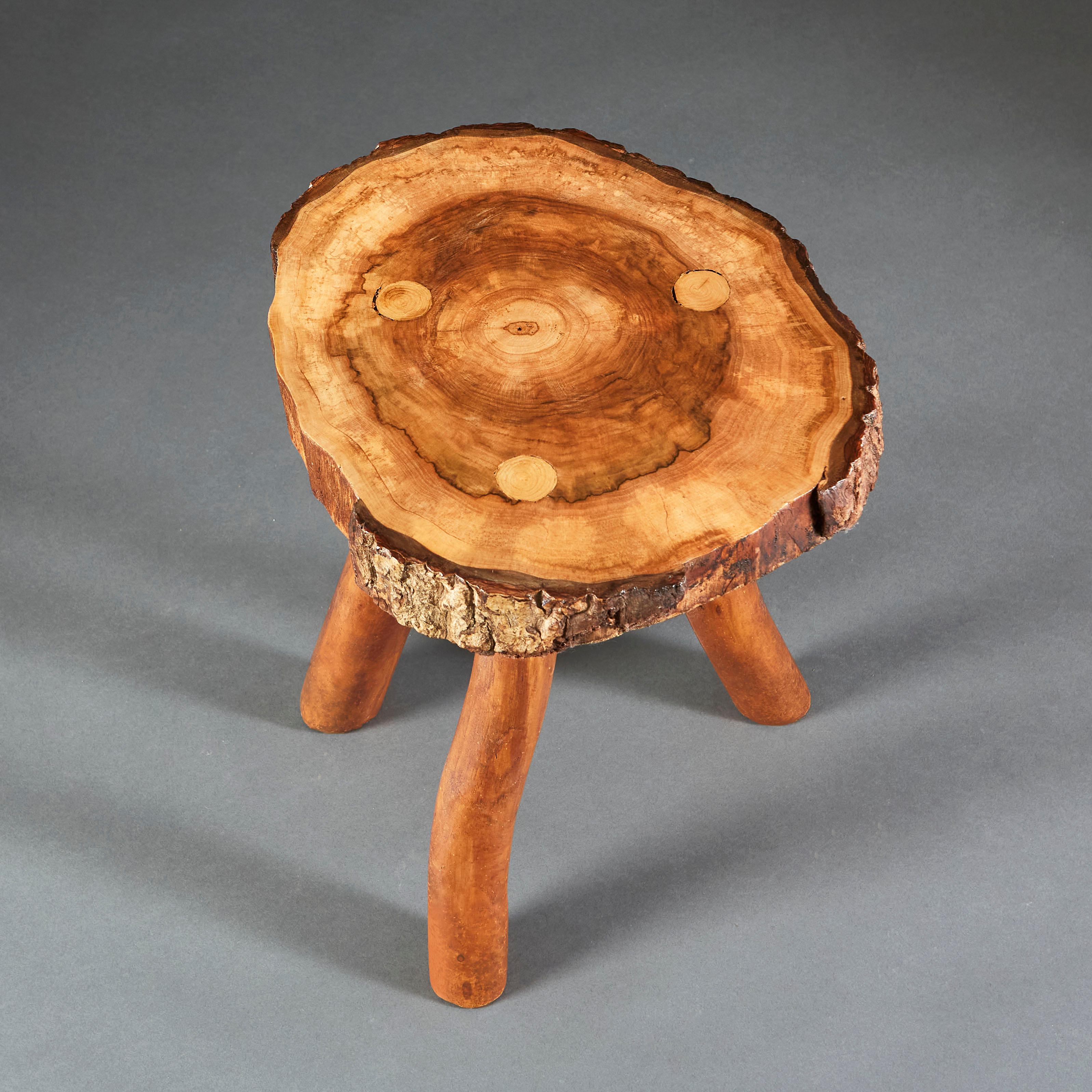 20th Century Walnut Root Wood Tripod Table For Sale