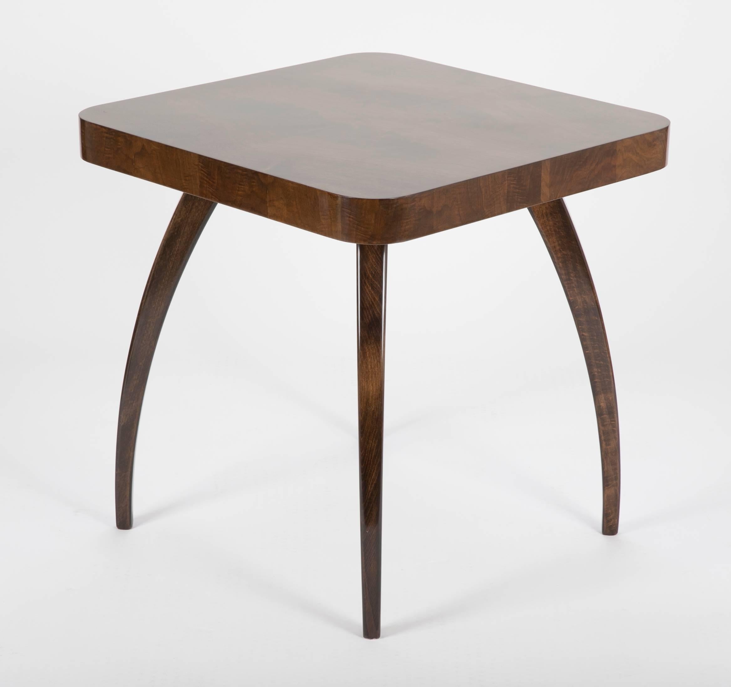 Art Deco Walnut Side Table Designed by Jindrich Halabala in the 1930s