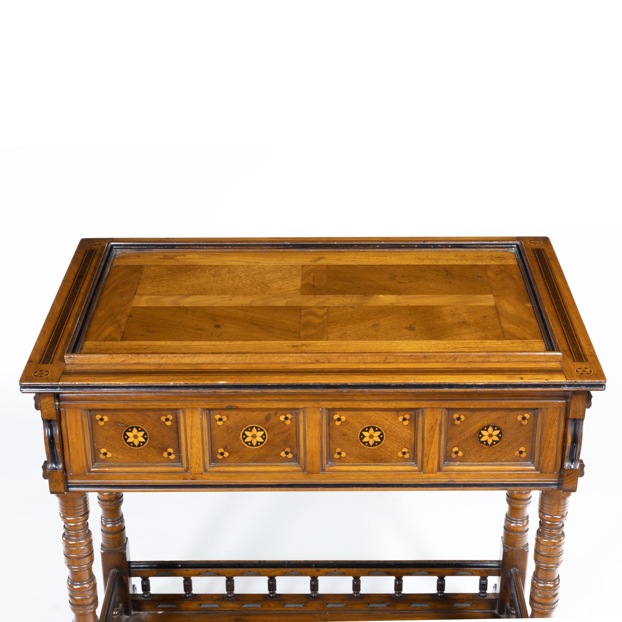 English Walnut Side Table/Jardinière by Gillows Probably after Augustus Pugin