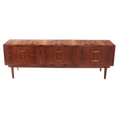 Retro A walnut six drawer dresser circa 1960 with exotic wood grain resembling a tiger