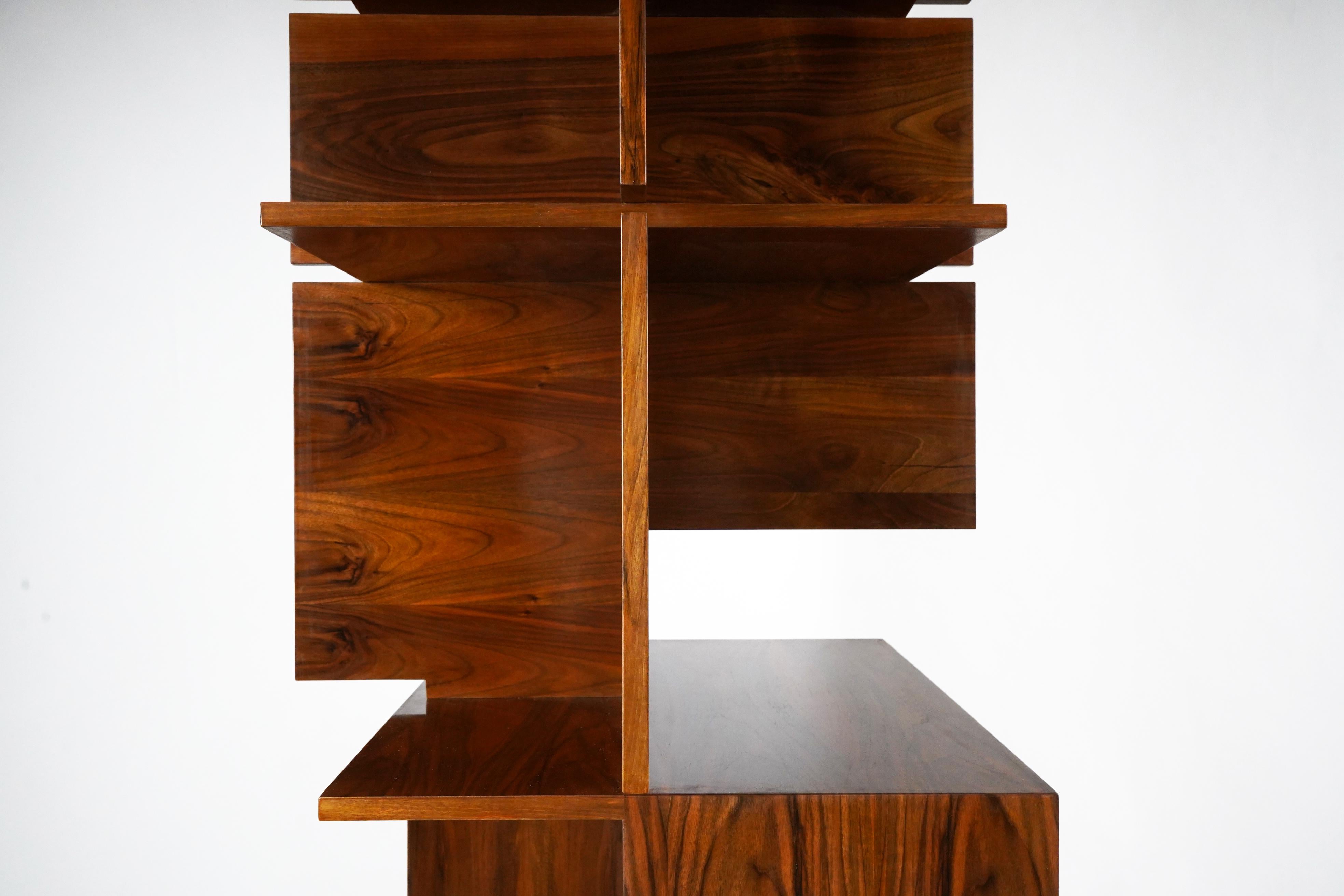 Walnut Veneer Bookcase For Sale 8