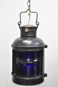 Ward Hendrickson Marine Masthead Ship Lantern Cobalt Blue Lens Hanging Fixture