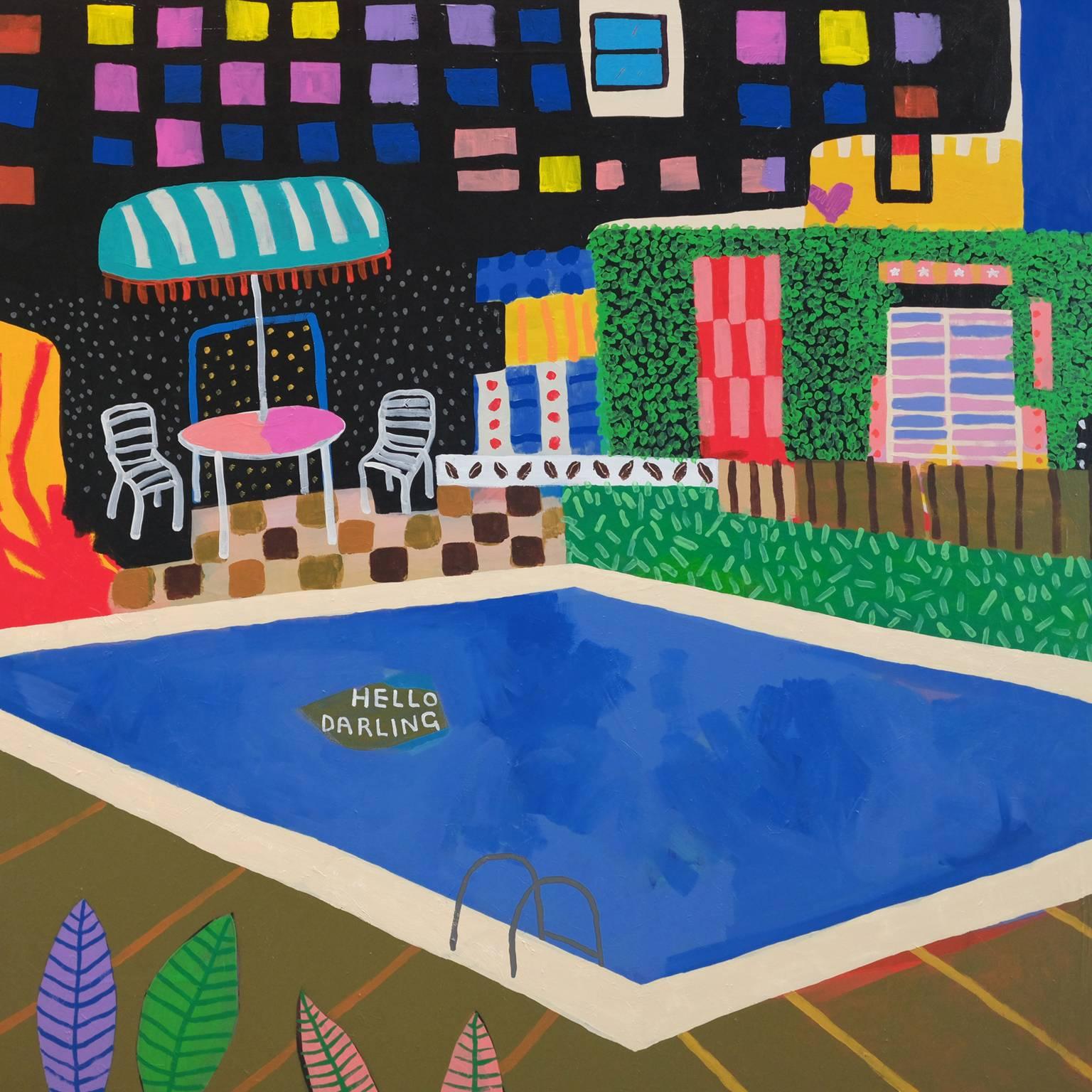 'A Warm Welcome' Landscape POOL Painting by Alan Fears Pop Art