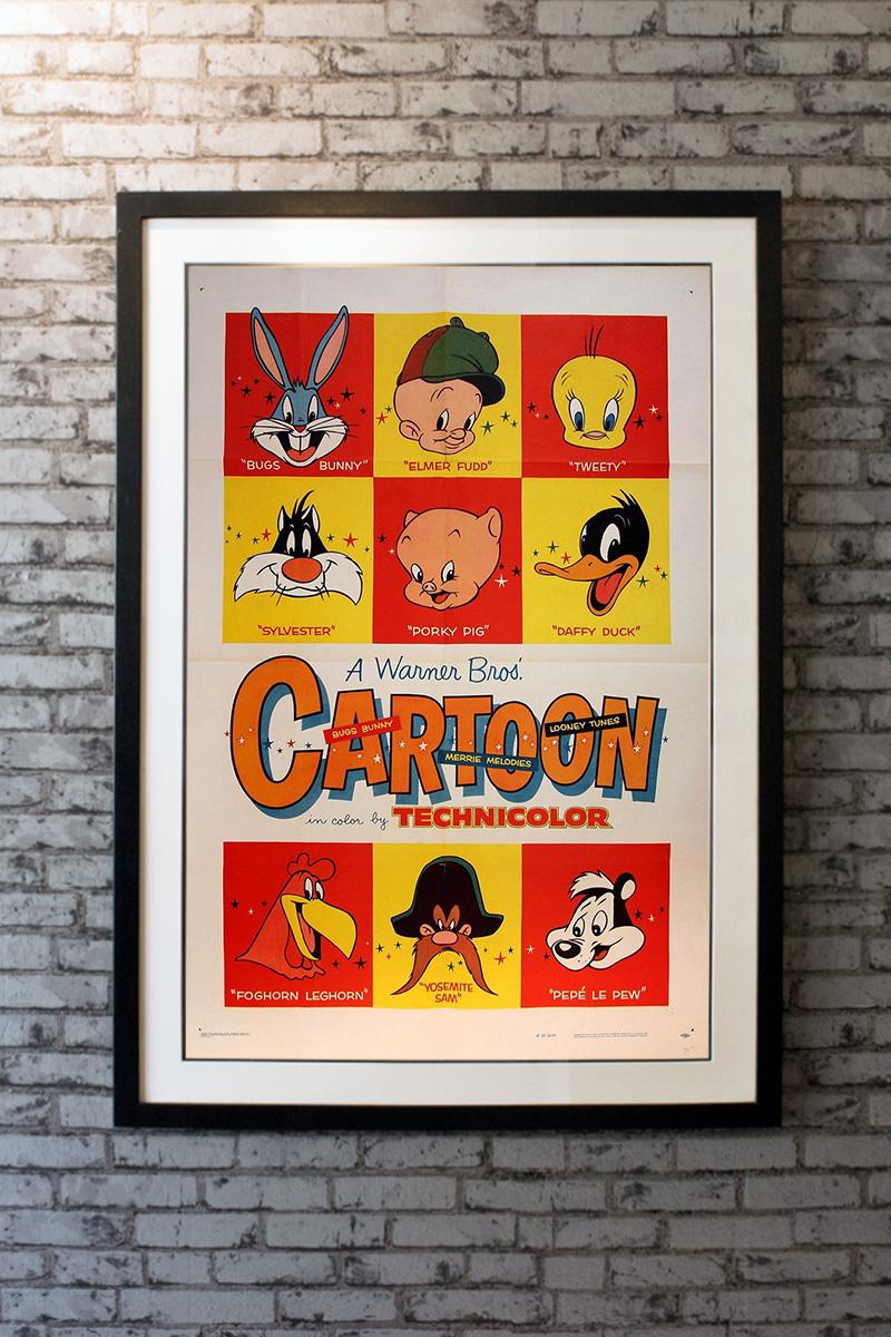 If you like Warner Brothers cartoons (and who doesn't?), this colorful poster is just what you need. It's a late-fifties poster, presented when some theatres were still showing animation shorts with feature films. There are nine delightful images,