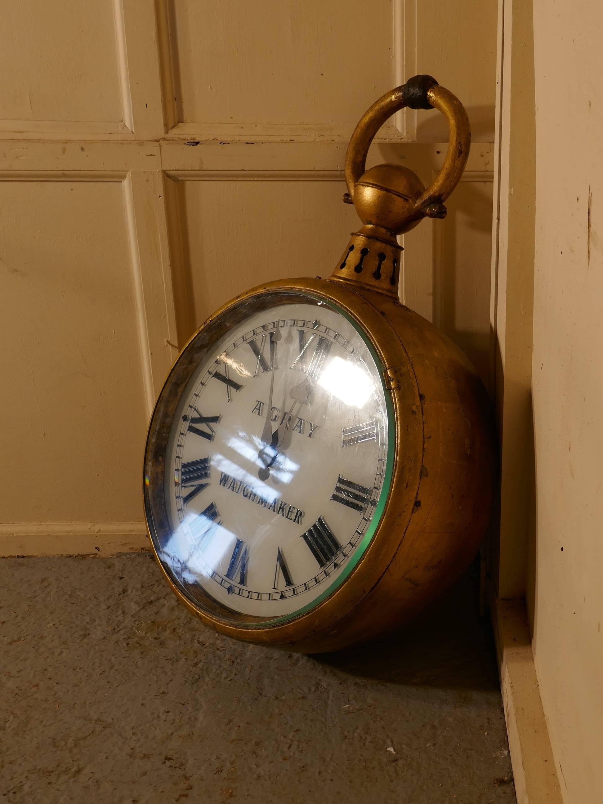 19th Century Watch Makers Shop Trades Sign, Giant Pocket Watch