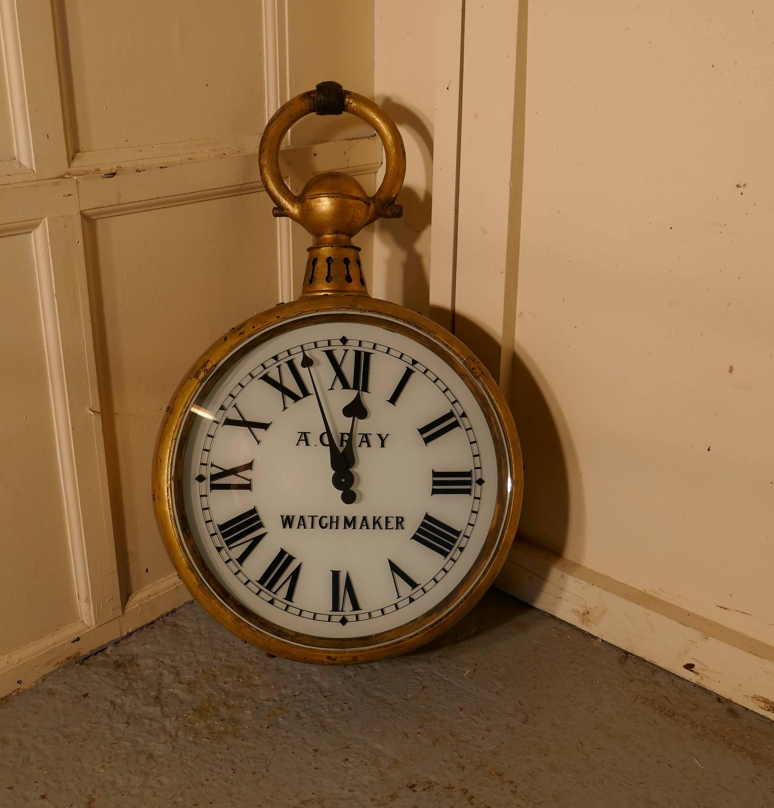 Brass Watch Makers Shop Trades Sign, Giant Pocket Watch