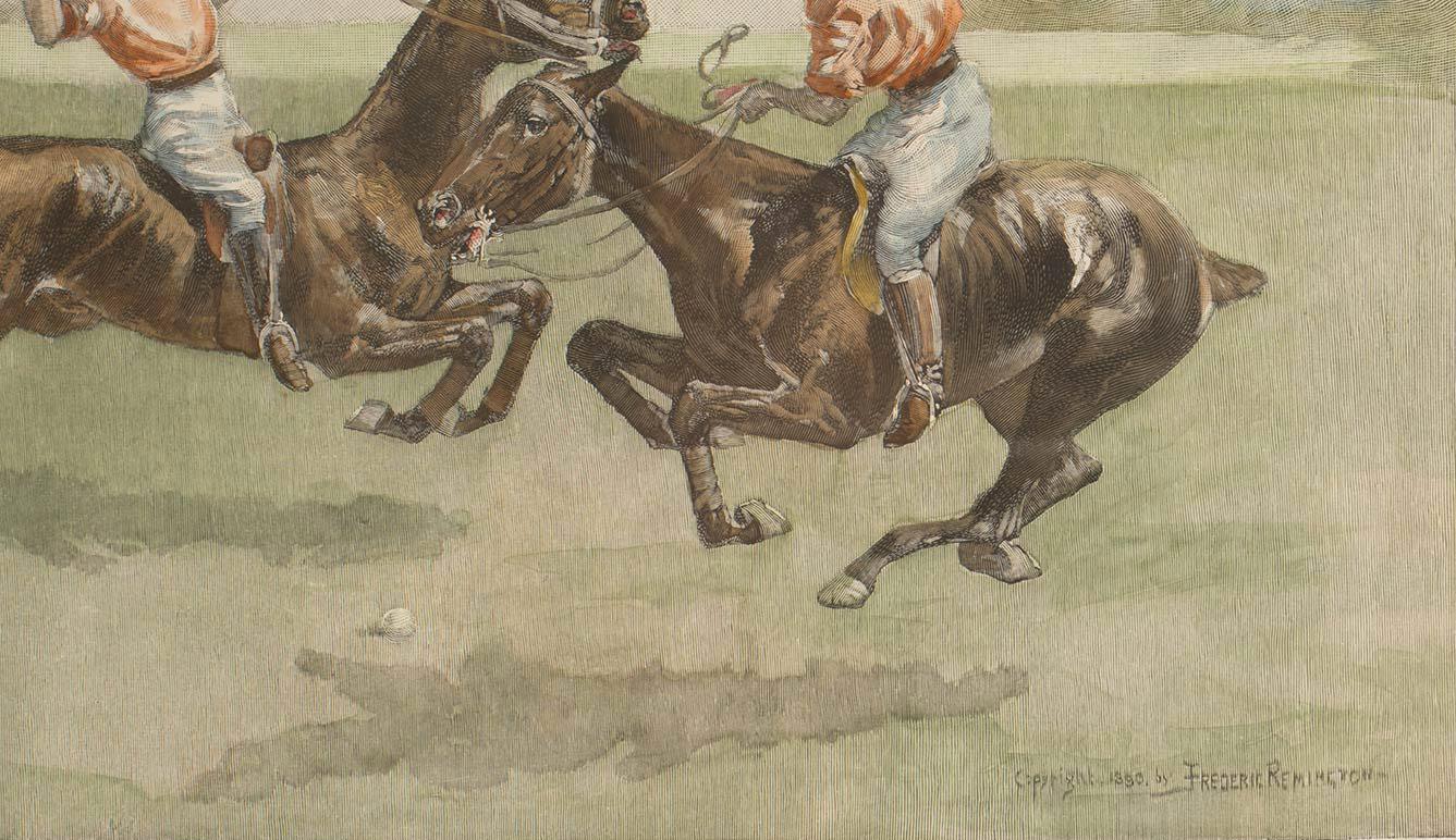 20th Century A watercolor finished print depicting polo players, USA 1900. For Sale