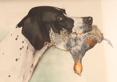 Watercolor Finished Print Depicting the Head of a Pointer Dog, USA, 1920