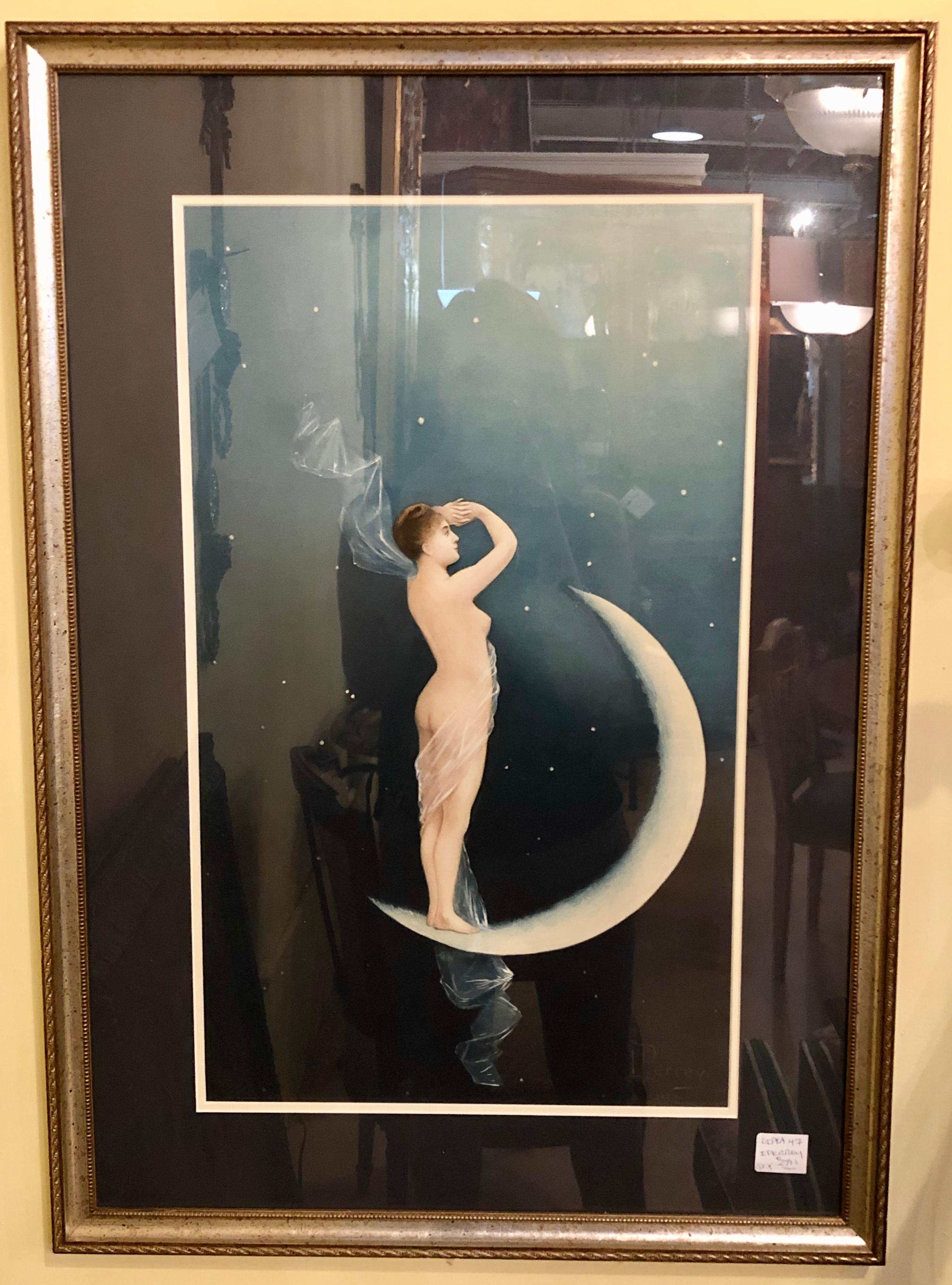Art Deco Watercolor Under-Glass Signed and Dated Perrey, circa 1888