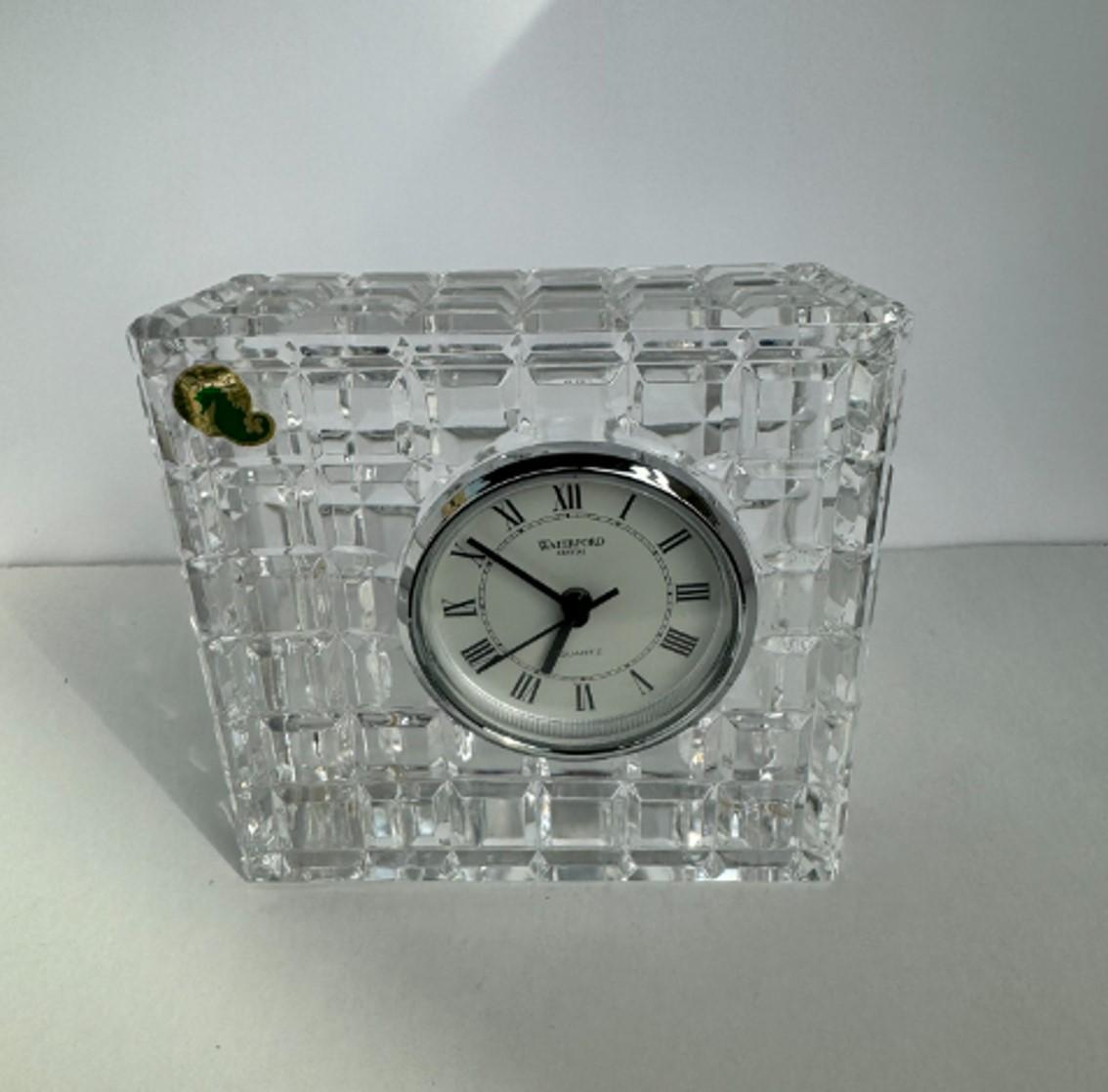 Desktop Waterford Crystal Clock, Faceted Diamond Cut
