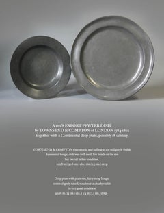 Wavy-Edge Continental Pewter Basin-Tankard-Chamberstick 19th & 20th Century